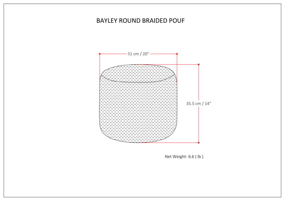 Muted Yellow and Natural | Bayley Round Braided Pouf