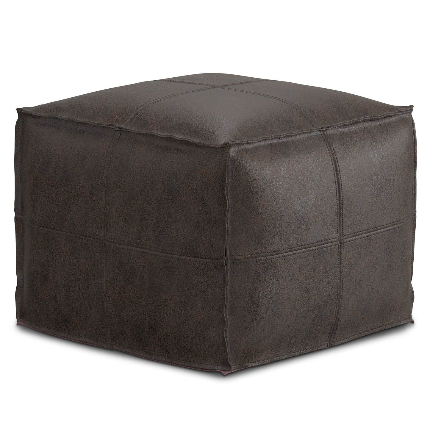 Distressed Dark Brown | Sheffield Square Pouf