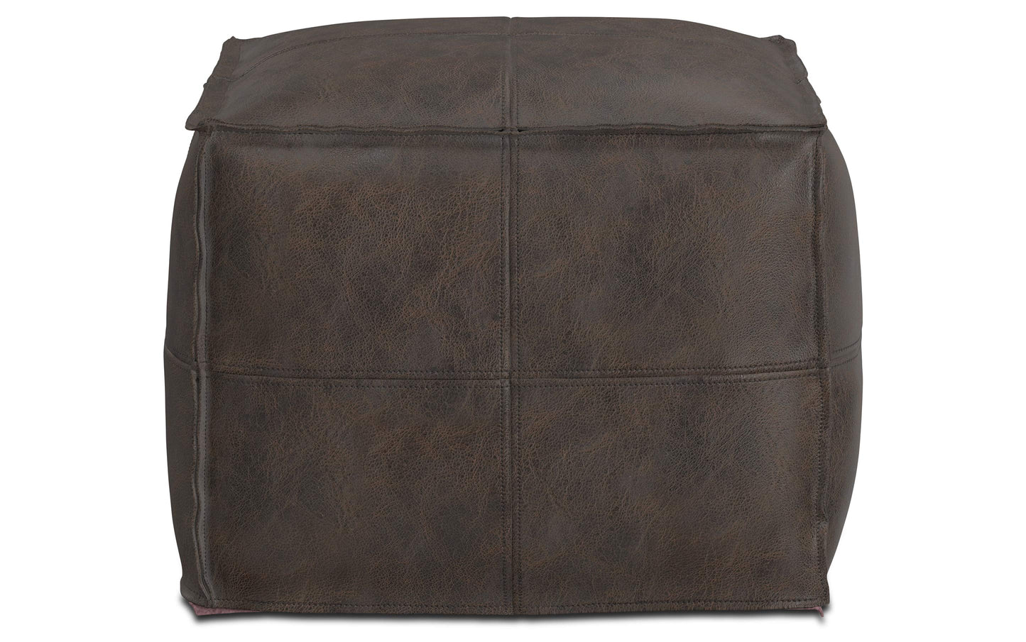 Distressed Dark Brown | Sheffield Square Pouf