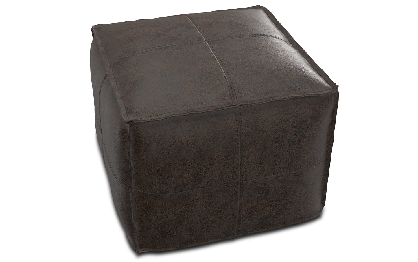 Distressed Dark Brown | Sheffield Square Pouf