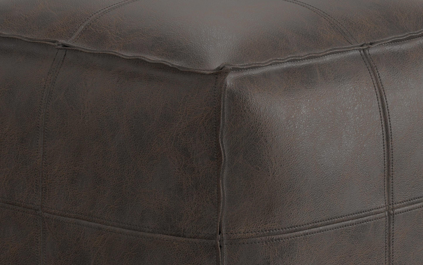 Distressed Dark Brown | Sheffield Square Pouf