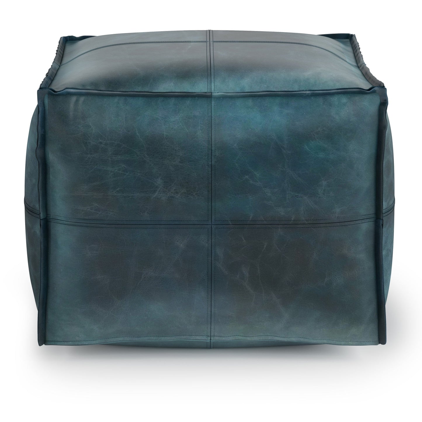 Distressed Teal Blue | Sheffield Square Pouf