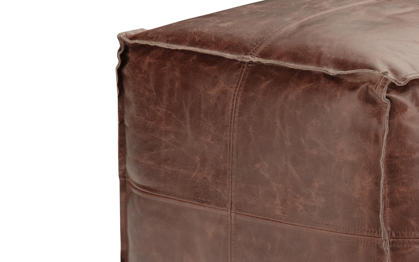 Distressed Brown | Sheffield Square Pouf