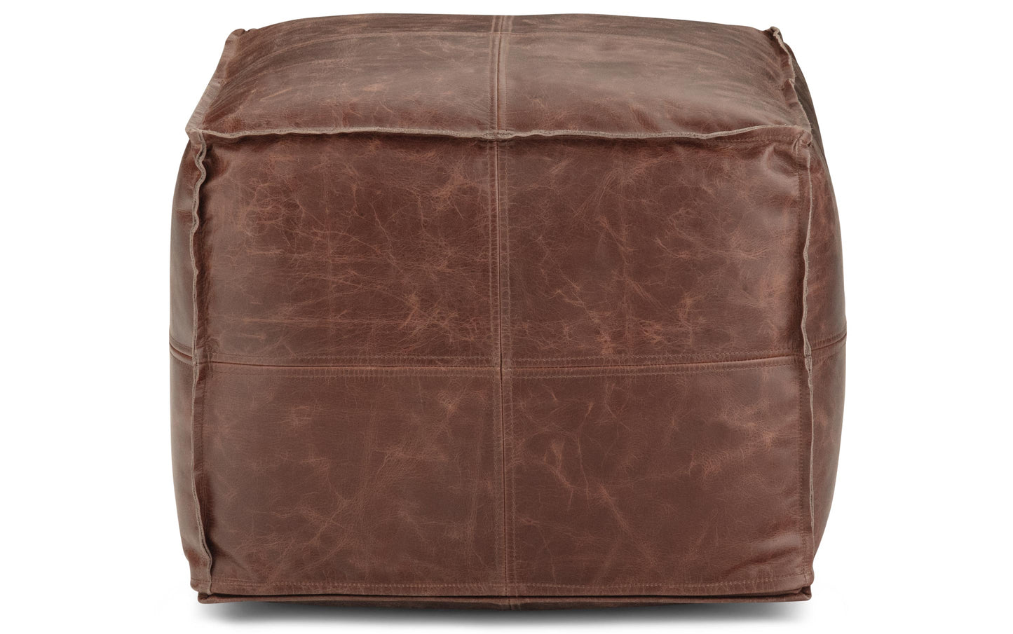 Distressed Brown | Sheffield Square Pouf