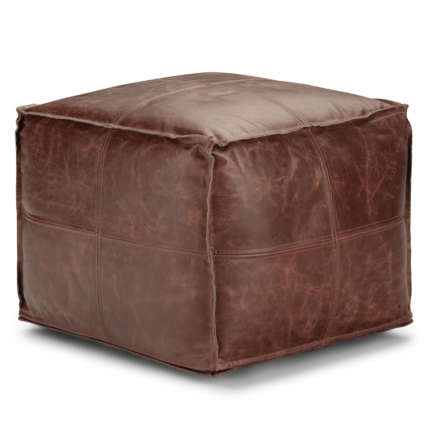 Distressed Brown | Sheffield Square Pouf