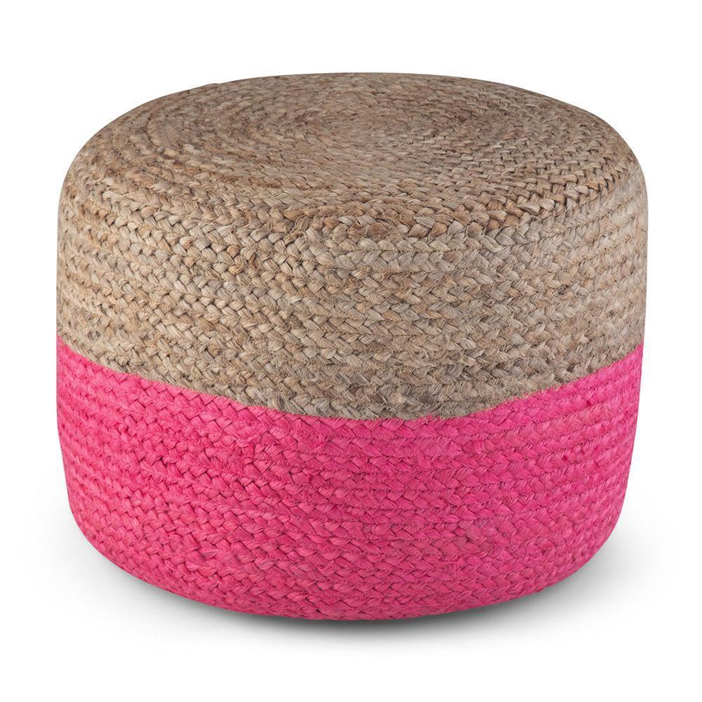 Pink Natural | Lydia 18 in Wide Round Pouf