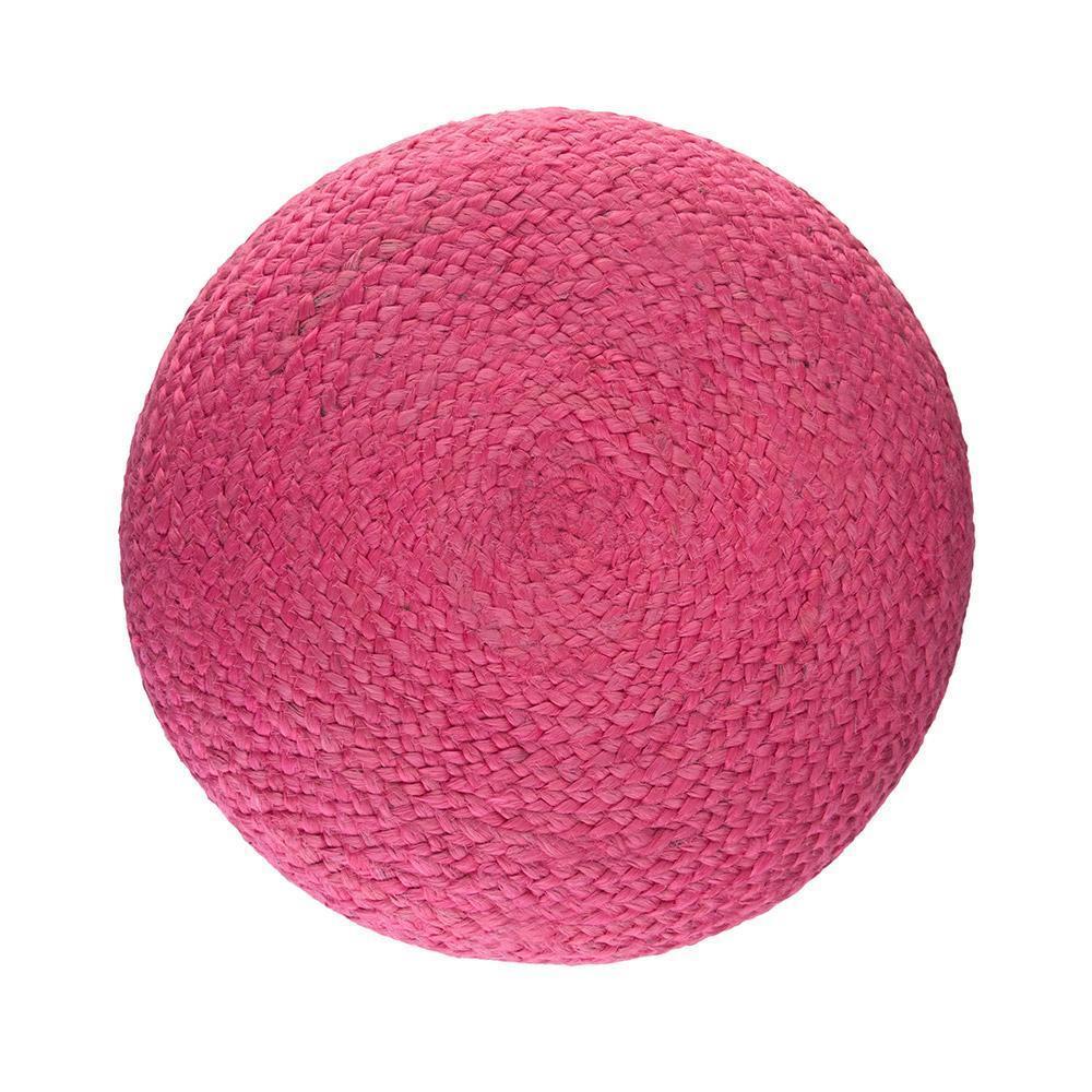 Pink Natural | Lydia 18 in Wide Round Pouf