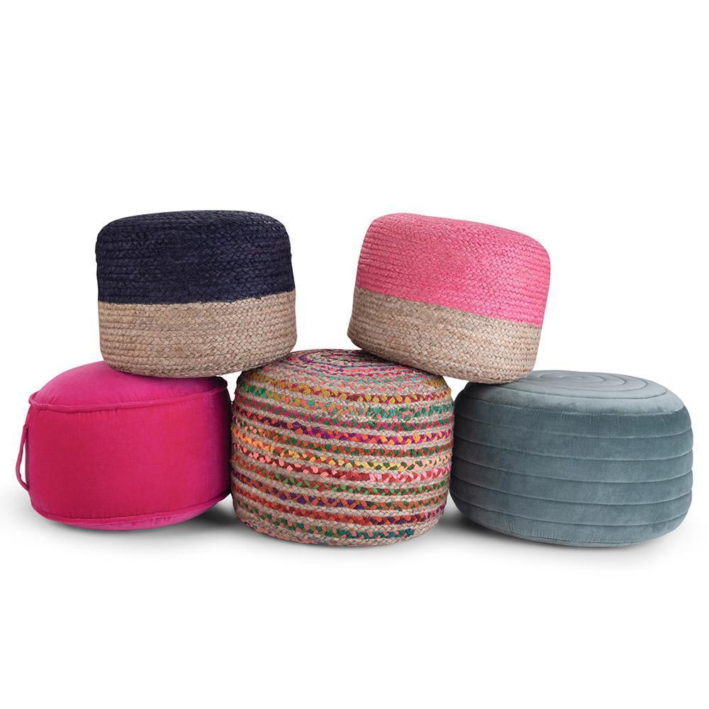 Pink Natural | Lydia 18 in Wide Round Pouf