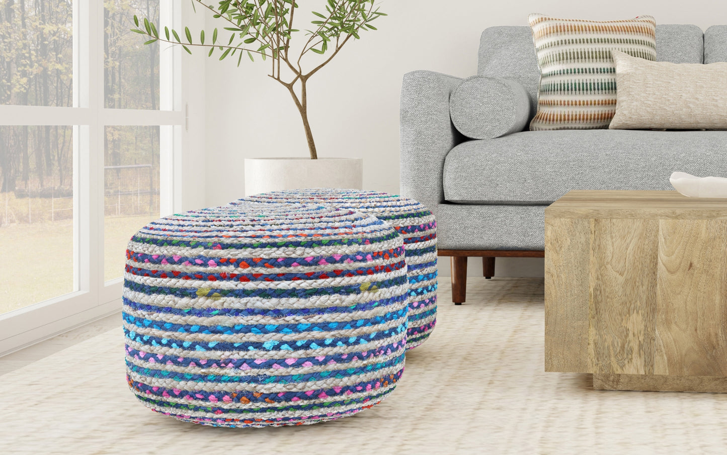 Blue | Margo Round Pouf