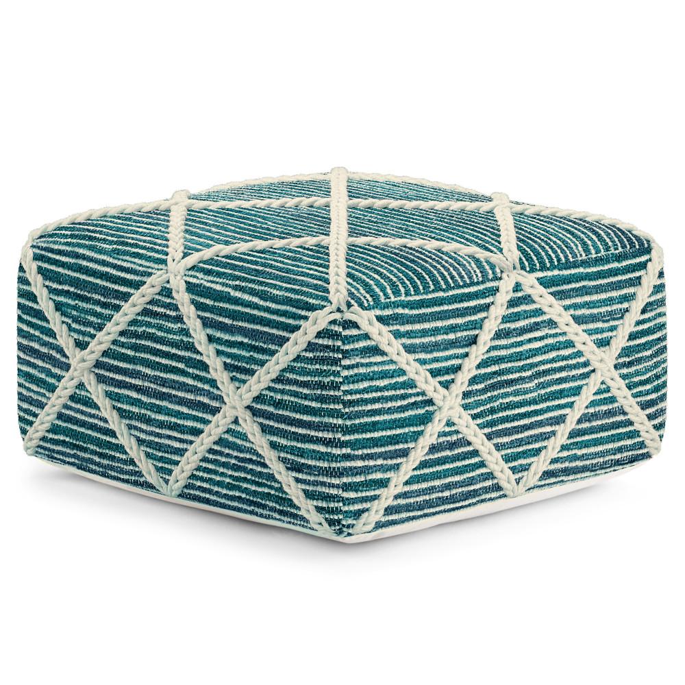 Teal and Natural | Cowan Square Pouf