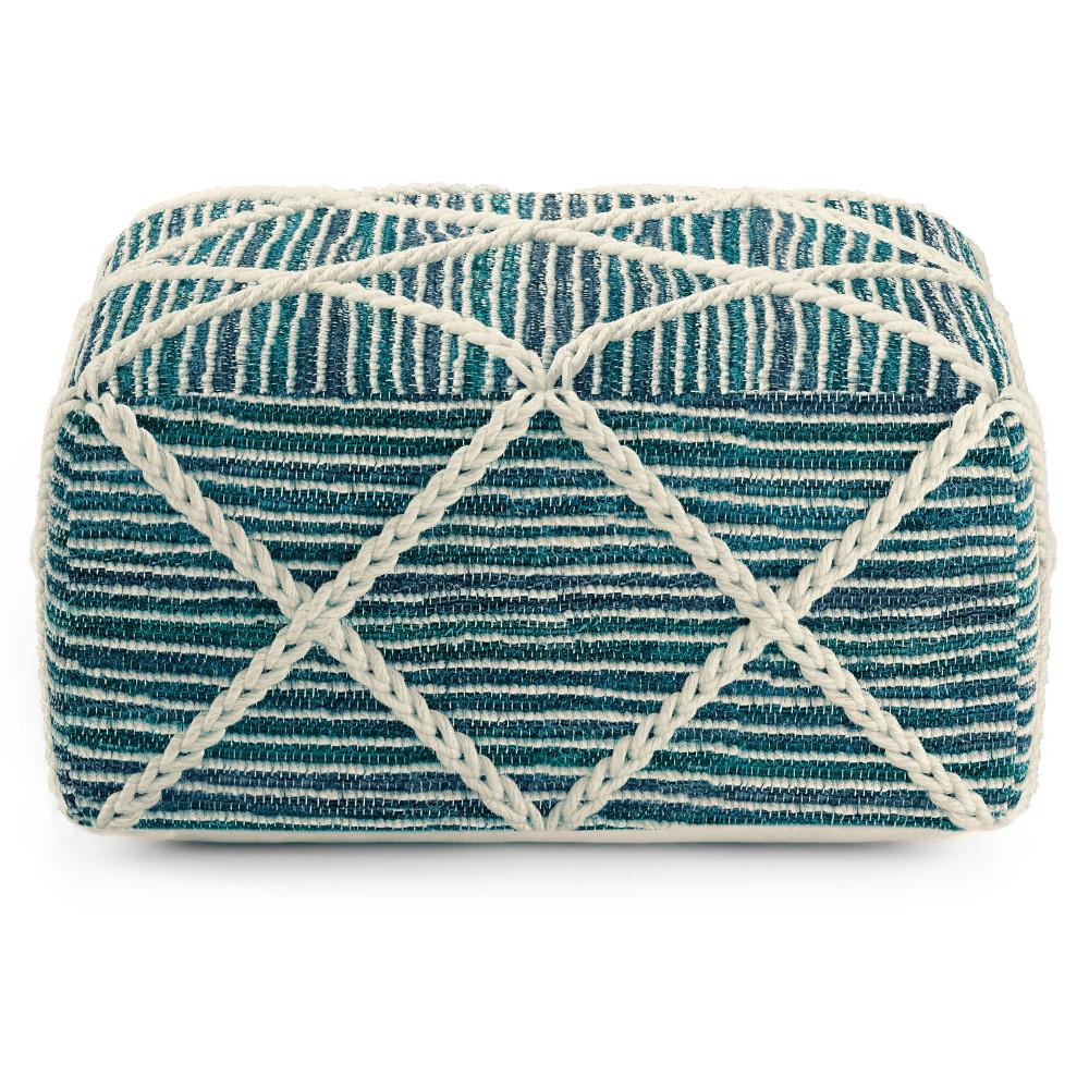 Teal and Natural | Cowan Square Pouf