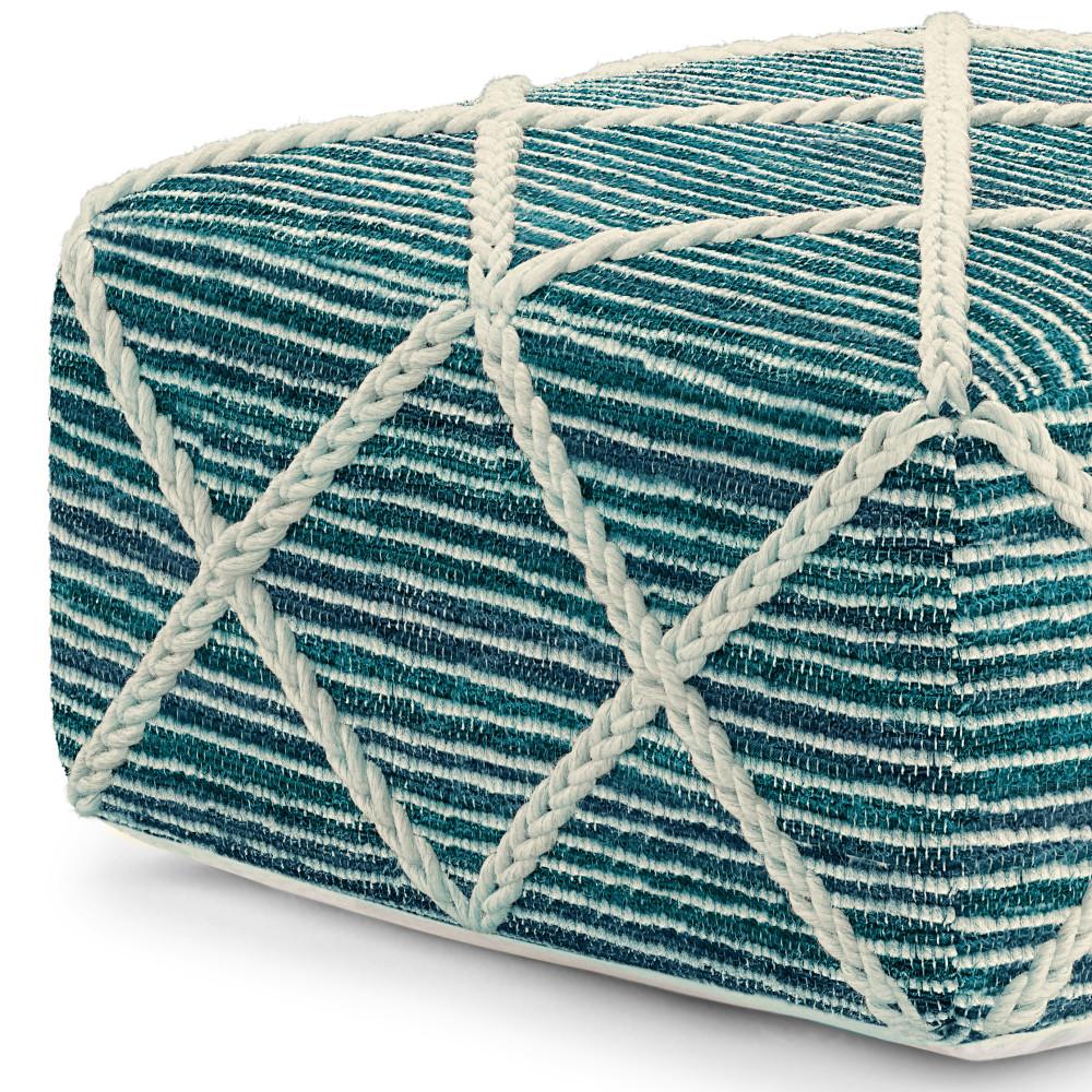 Teal and Natural | Cowan Square Pouf