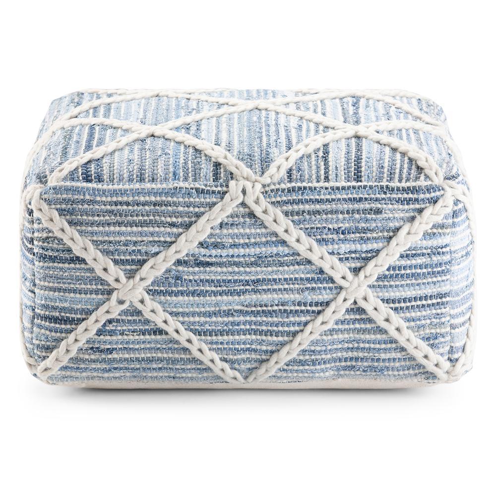 Blue and Natural | Cowan Square Pouf