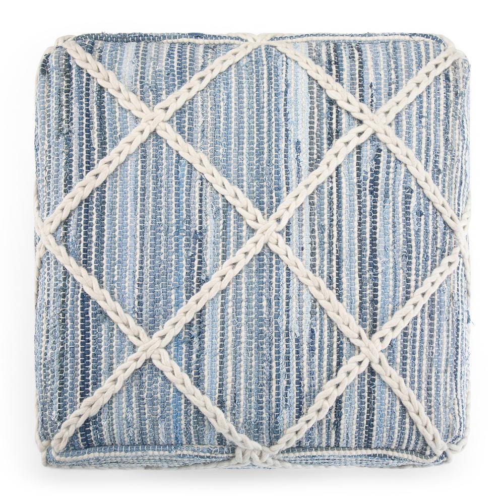 Blue and Natural | Cowan Square Pouf