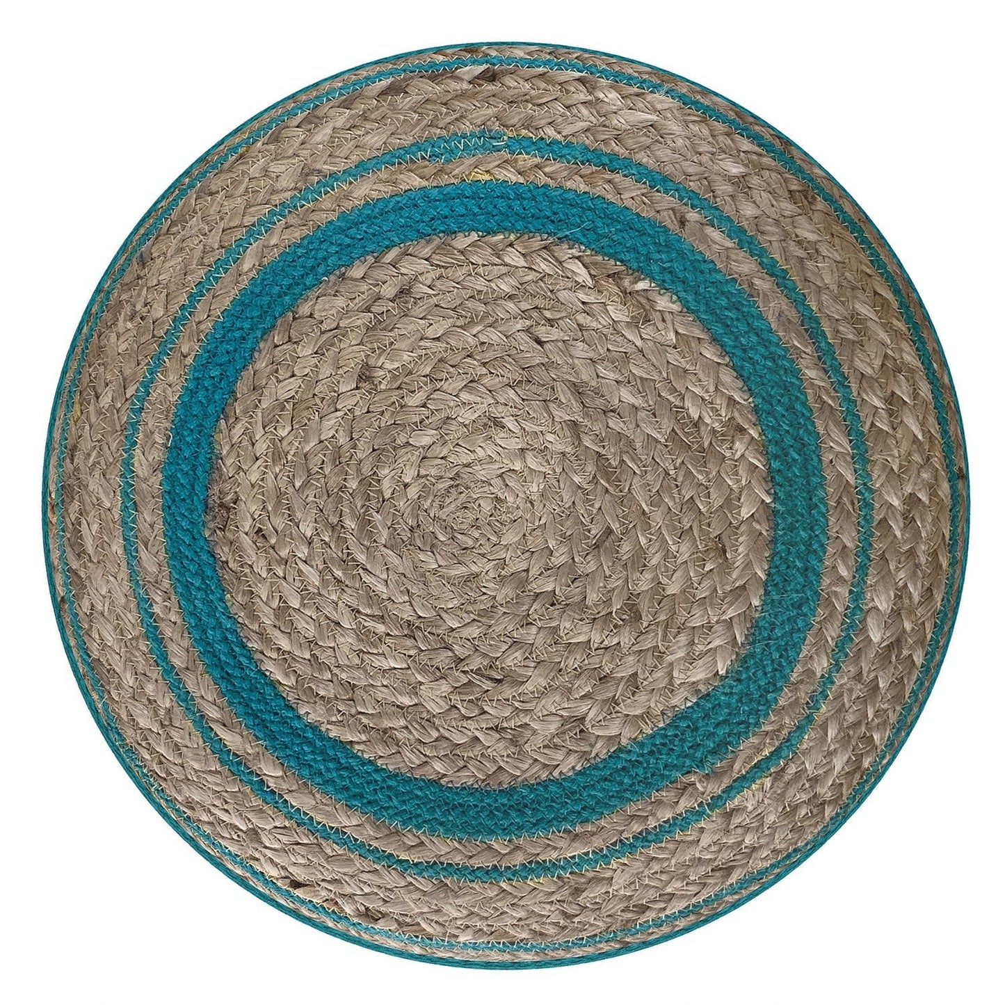 Deep Aqua | Serena Round Braided Pouf