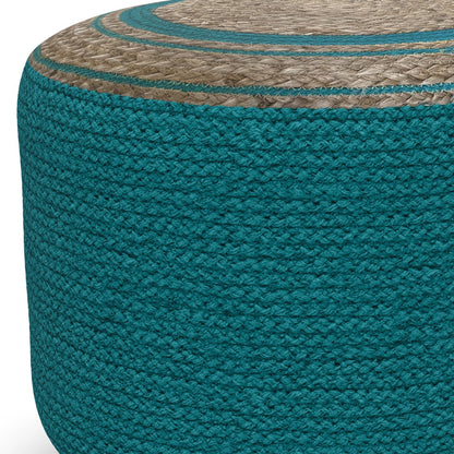 Deep Aqua | Serena Round Braided Pouf