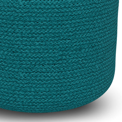 Deep Aqua | Serena Round Braided Pouf