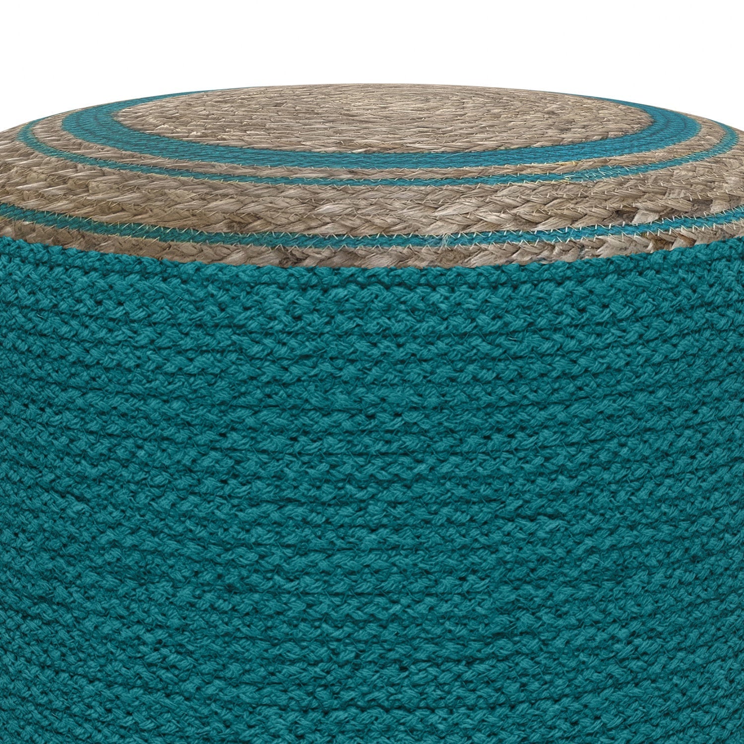 Deep Aqua | Serena Round Braided Pouf