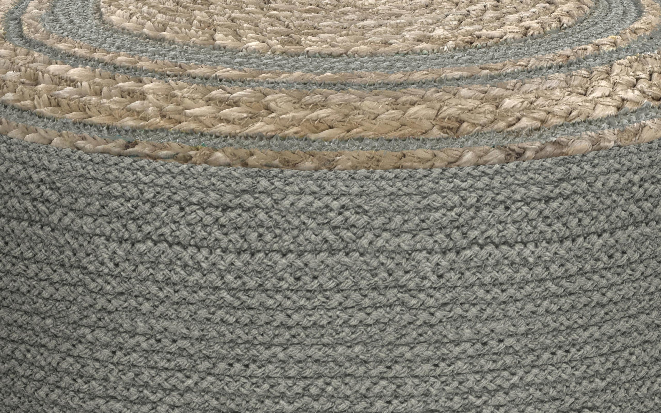 Dove Grey | Serena Round Braided Pouf