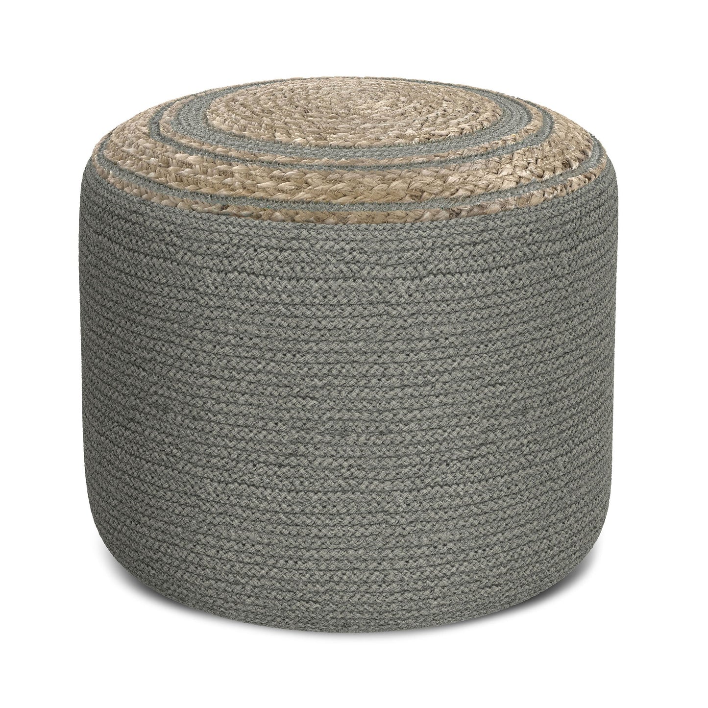 Dove Grey | Serena Round Braided Pouf