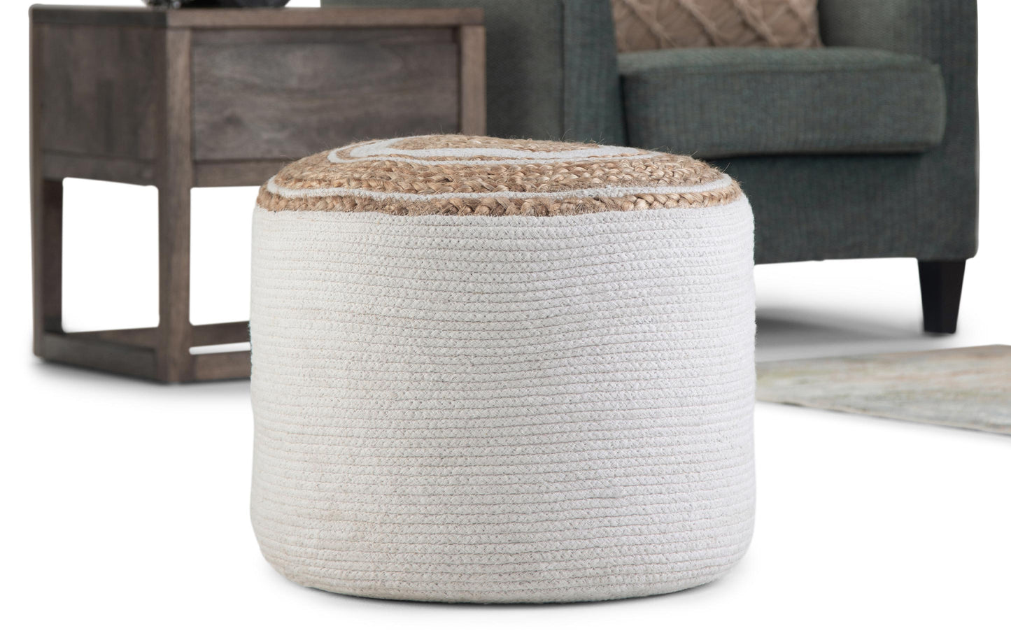 Natural | Serena Round Braided Pouf