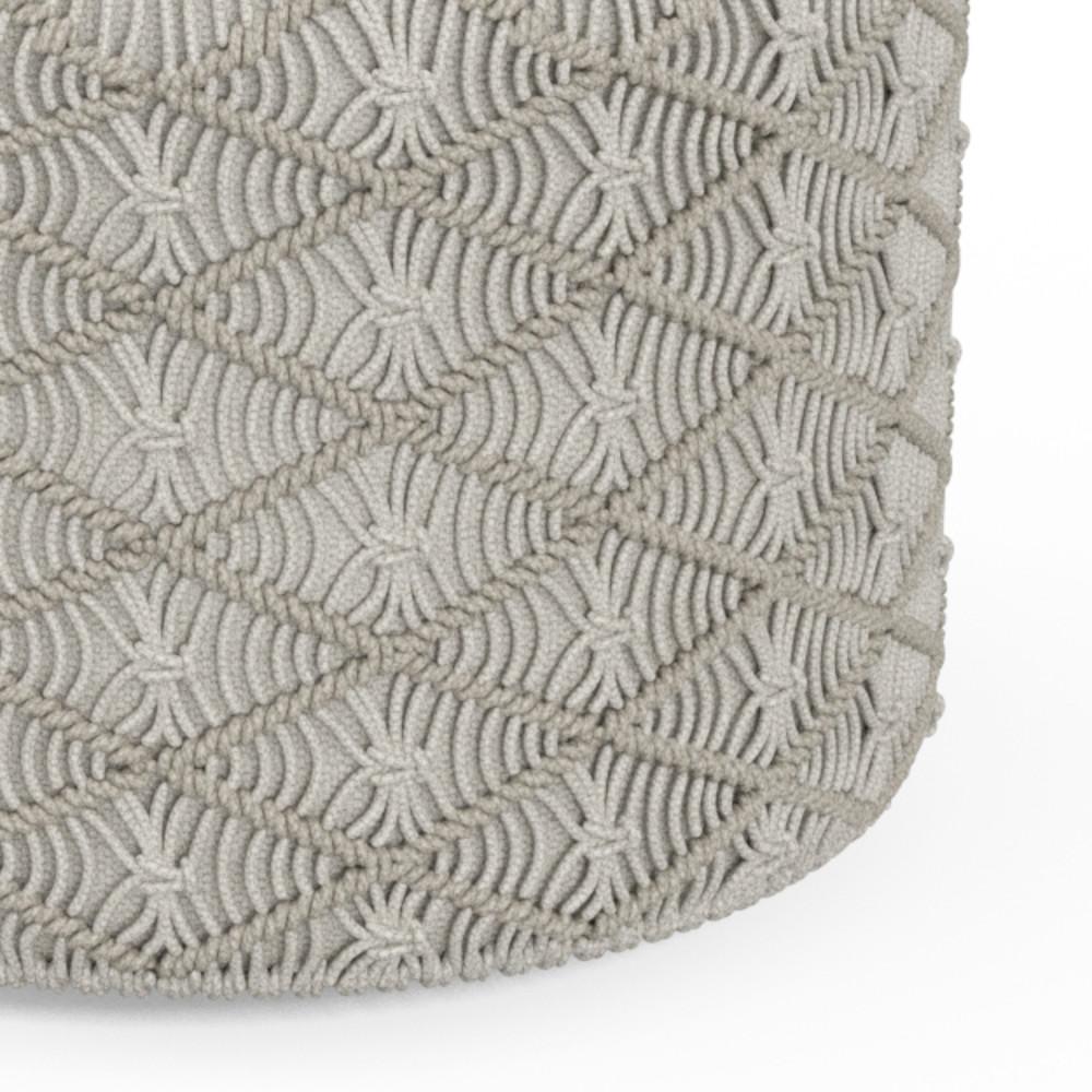 Cloud Grey | Coates Round Macrame Pouf