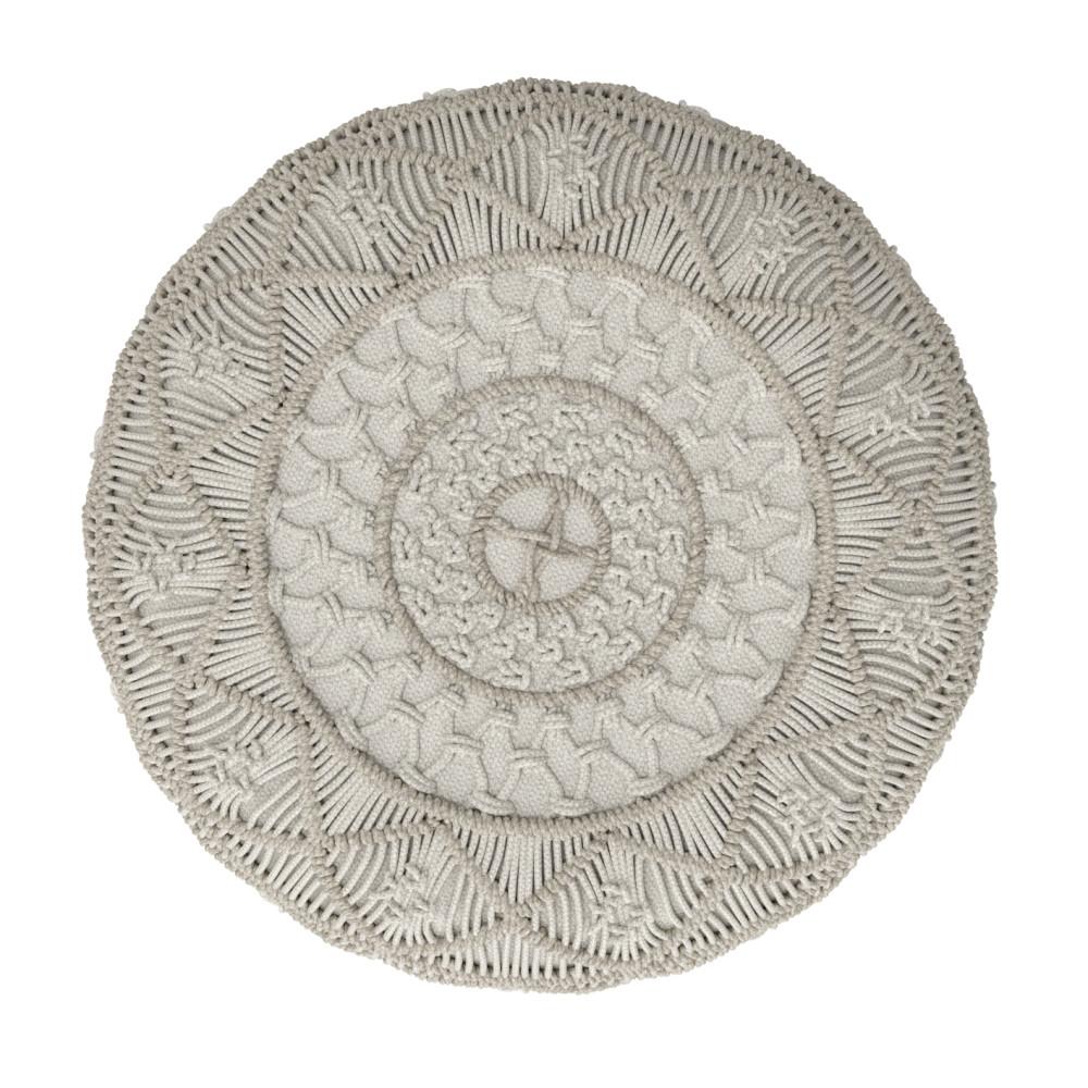 Cloud Grey | Coates Round Macrame Pouf