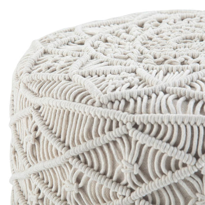 Natural | Coates Round Macrame Pouf