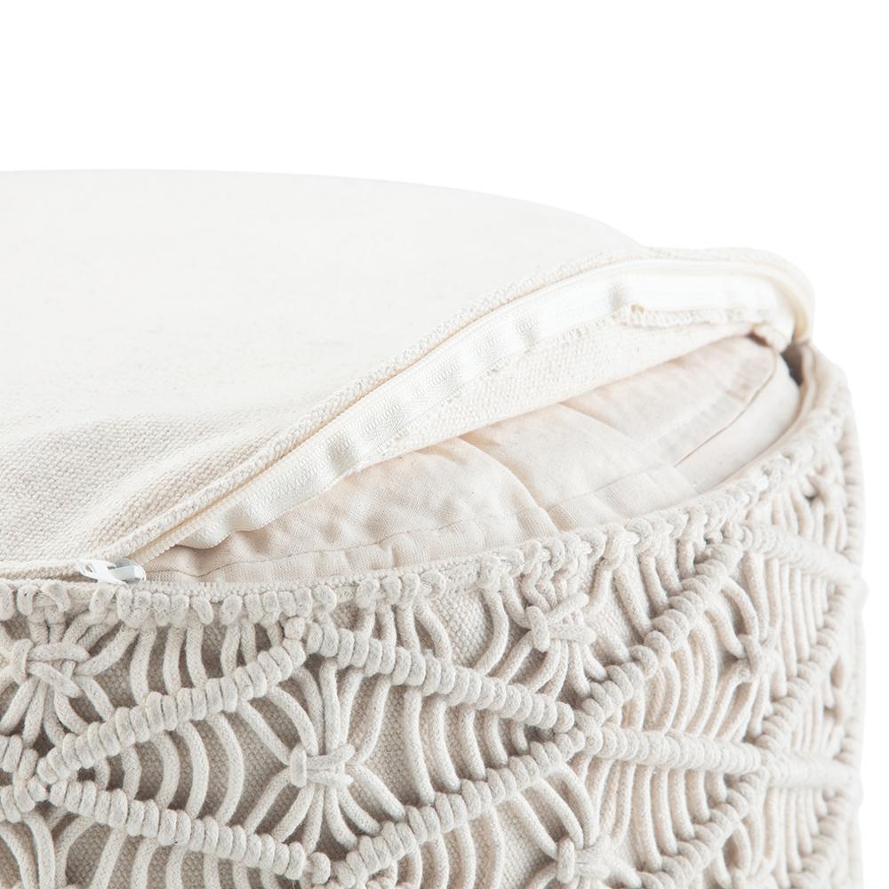 Natural | Coates Round Macrame Pouf