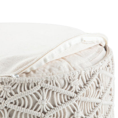 Natural | Coates Round Macrame Pouf