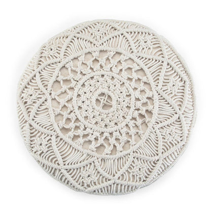 Natural | Coates Round Macrame Pouf