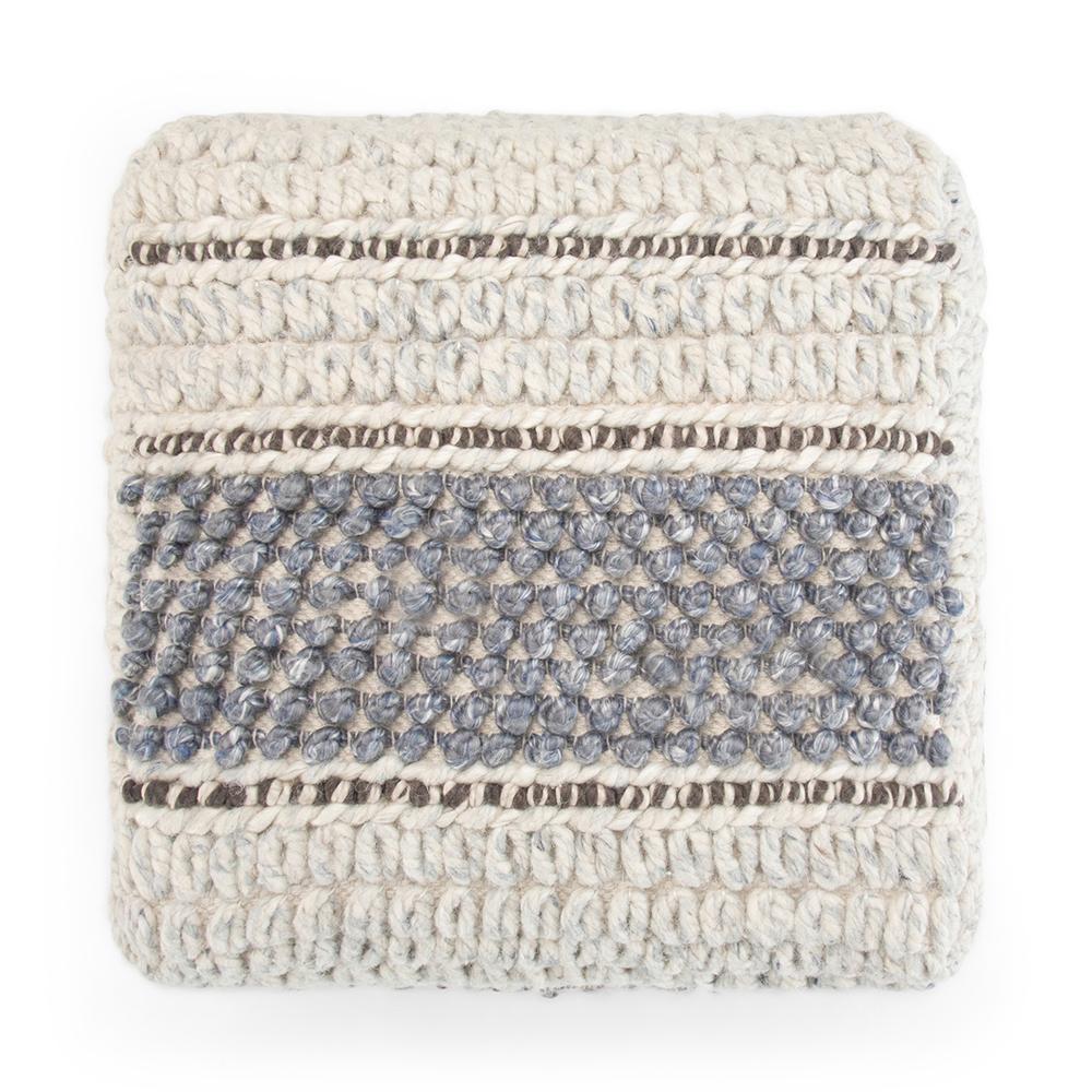 Blue and Natural | Grady Square Pouf