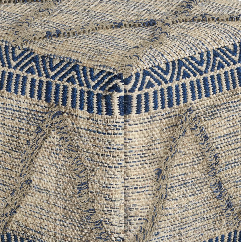 Blue Natural Woven Wool | Sweeney Square Pouf