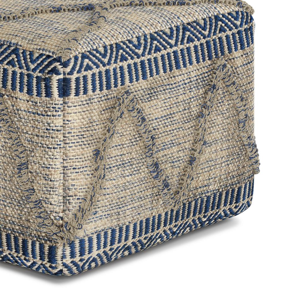 Blue Natural Woven Wool | Sweeney Square Pouf