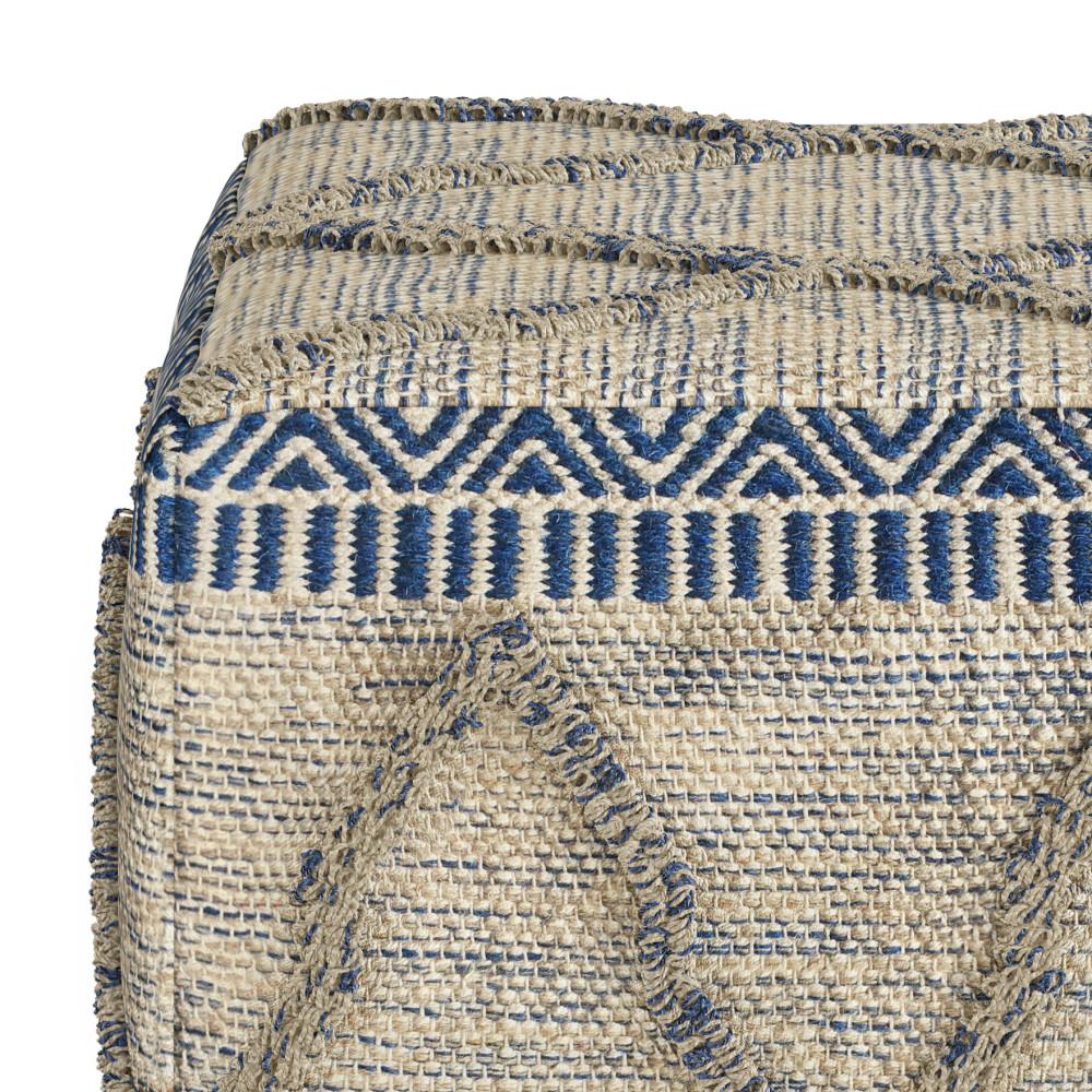 Blue Natural Woven Wool | Sweeney Square Pouf