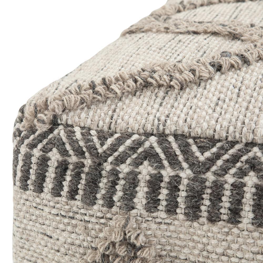 Grey Natural Woven Wool | Sweeney Square Pouf