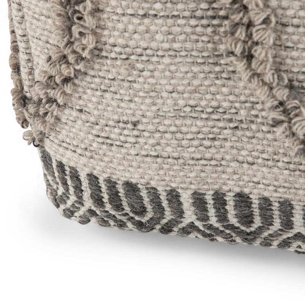 Grey Natural Woven Wool | Sweeney Square Pouf