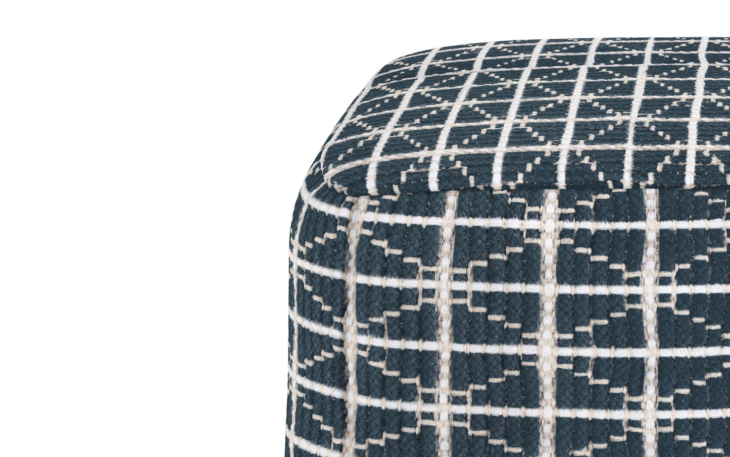 Dark Blue and White | Noreen 18 in Wide Square Pouf