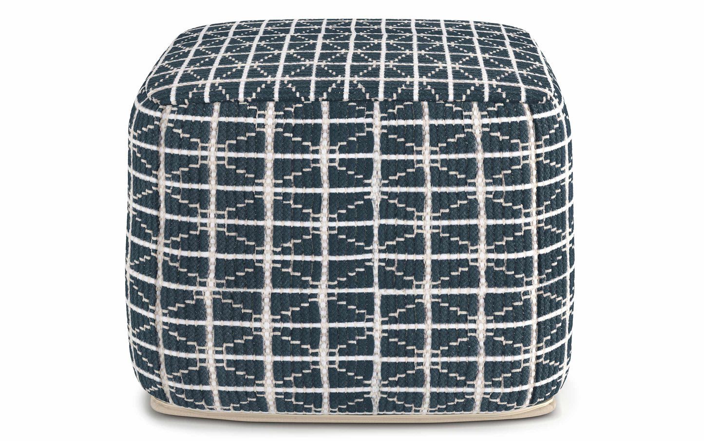 Dark Blue and White | Noreen 18 in Wide Square Pouf