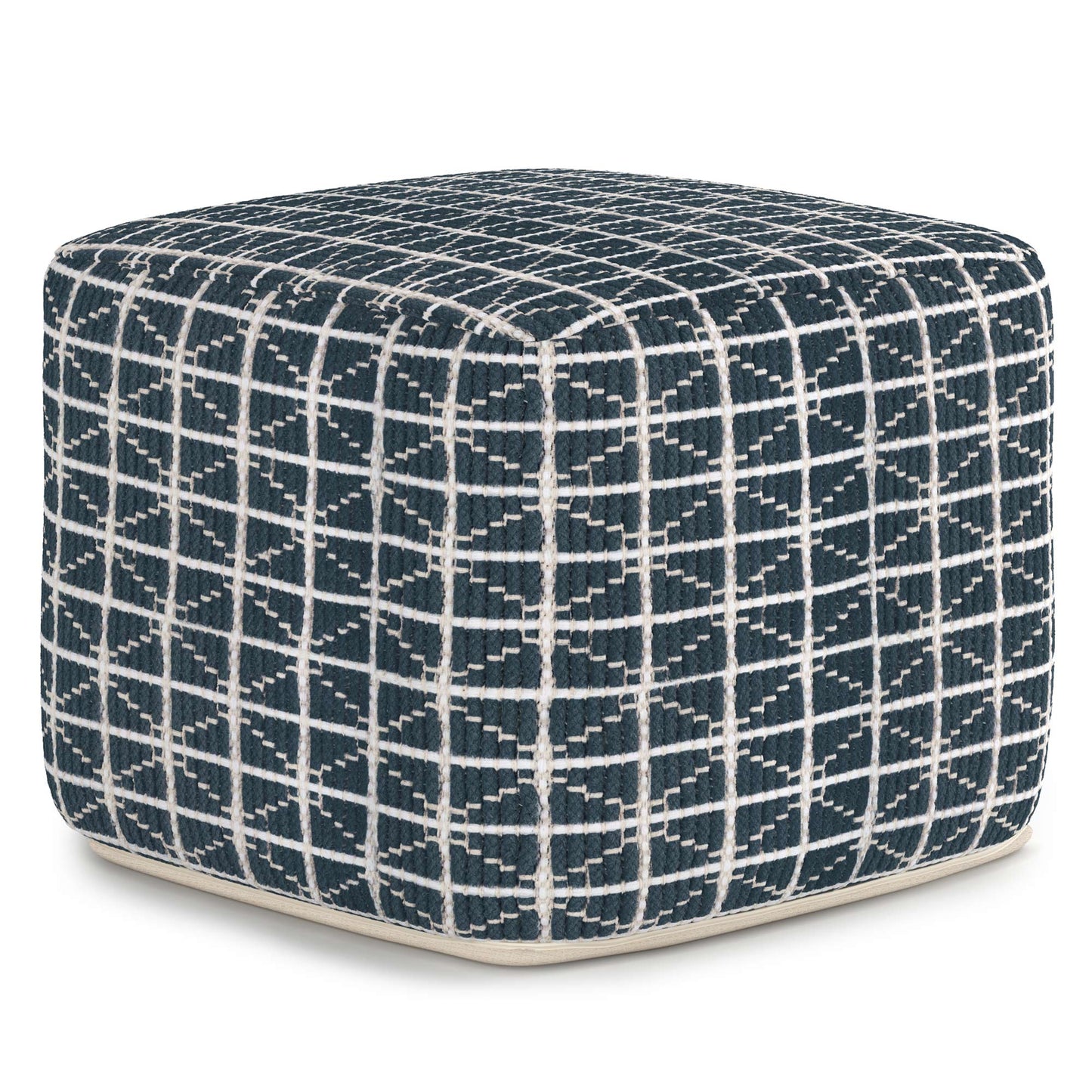 Dark Blue and White | Noreen 18 in Wide Square Pouf