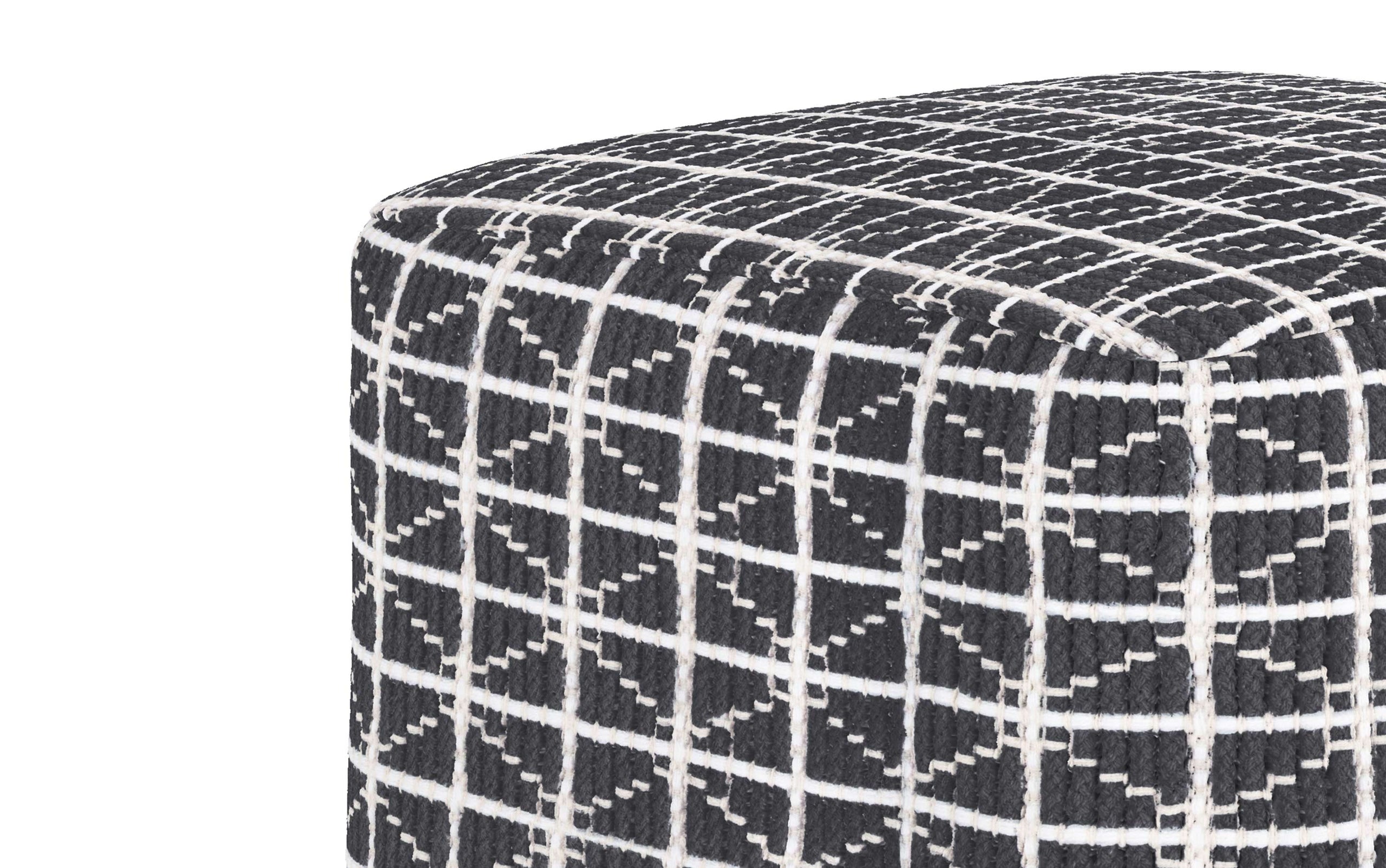 Slate Grey and White | Noreen 18 in Wide Square Pouf