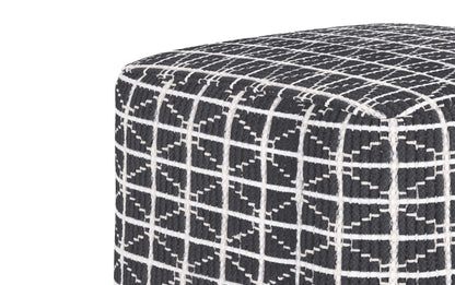 Slate Grey and White | Noreen 18 in Wide Square Pouf