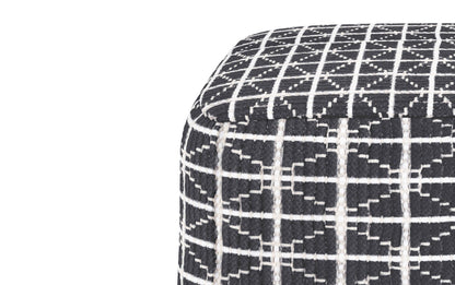 Slate Grey and White | Noreen 18 in Wide Square Pouf