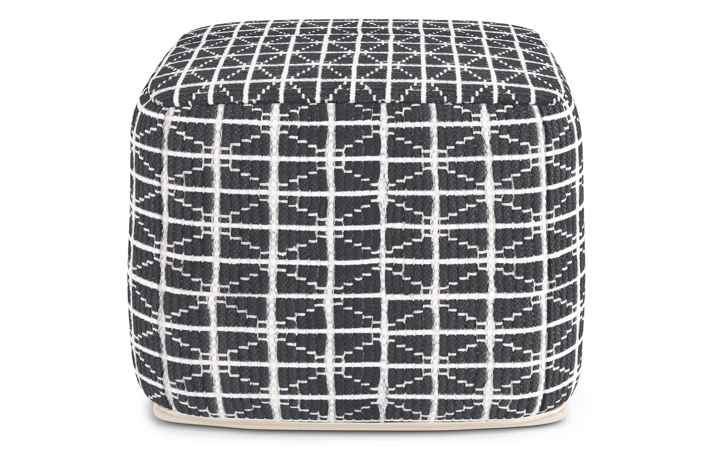 Slate Grey and White | Noreen 18 in Wide Square Pouf