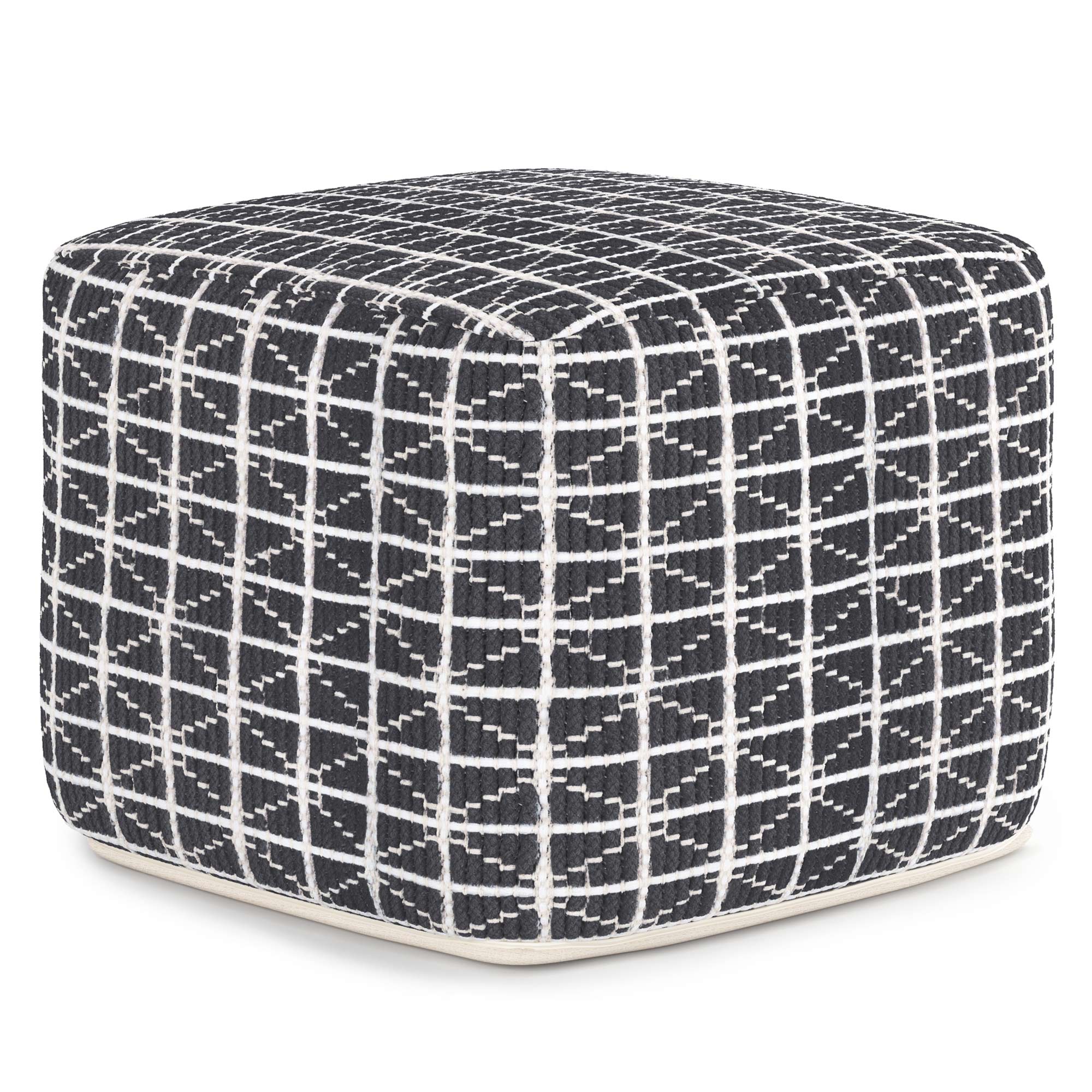 Slate Grey and White | Noreen 18 in Wide Square Pouf