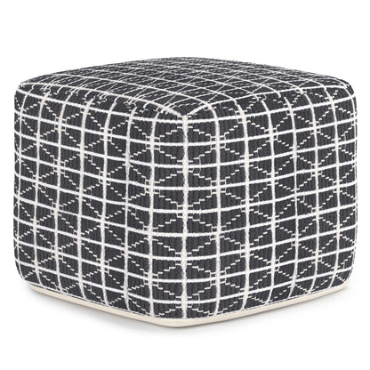 Slate Grey and White | Noreen 18 in Wide Square Pouf