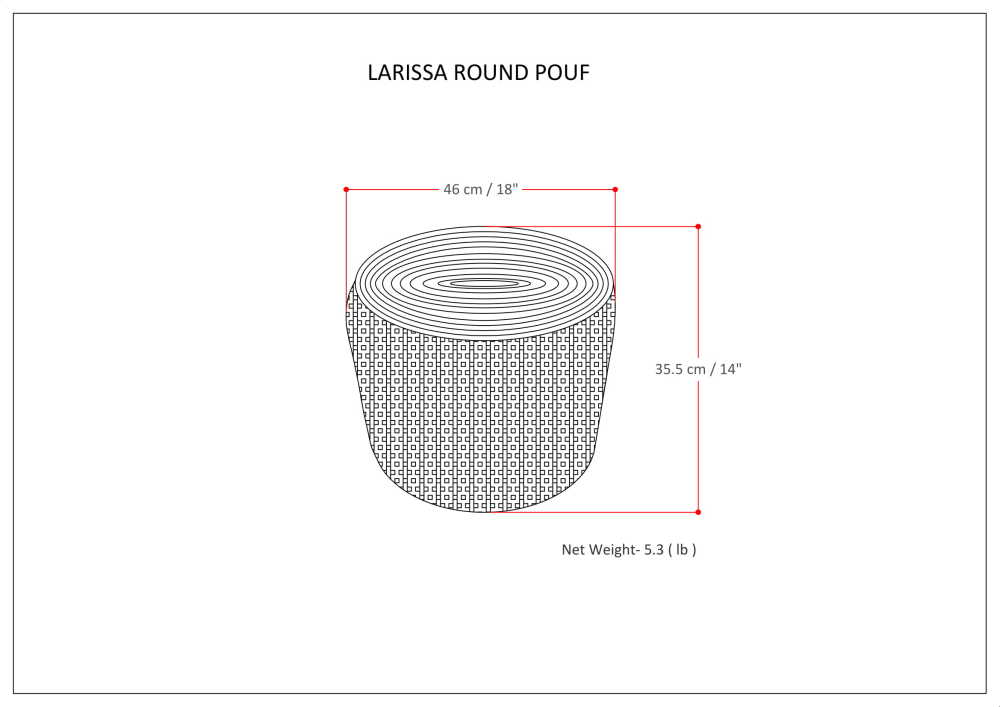 Natural and Maroon | Larissa Round Braided Pouf