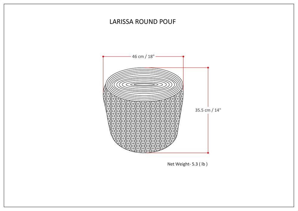 Natural and Black | Larissa Round Braided Pouf