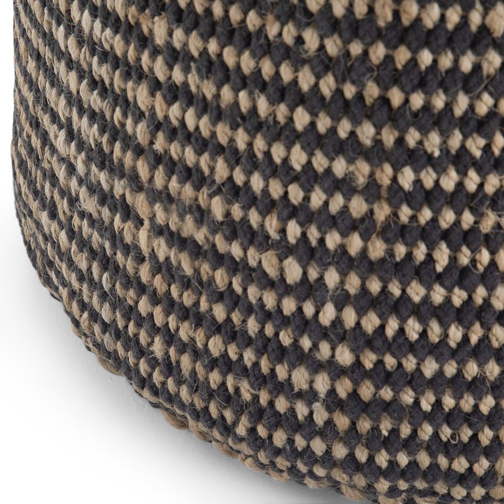 Natural and Black | Larissa Round Braided Pouf