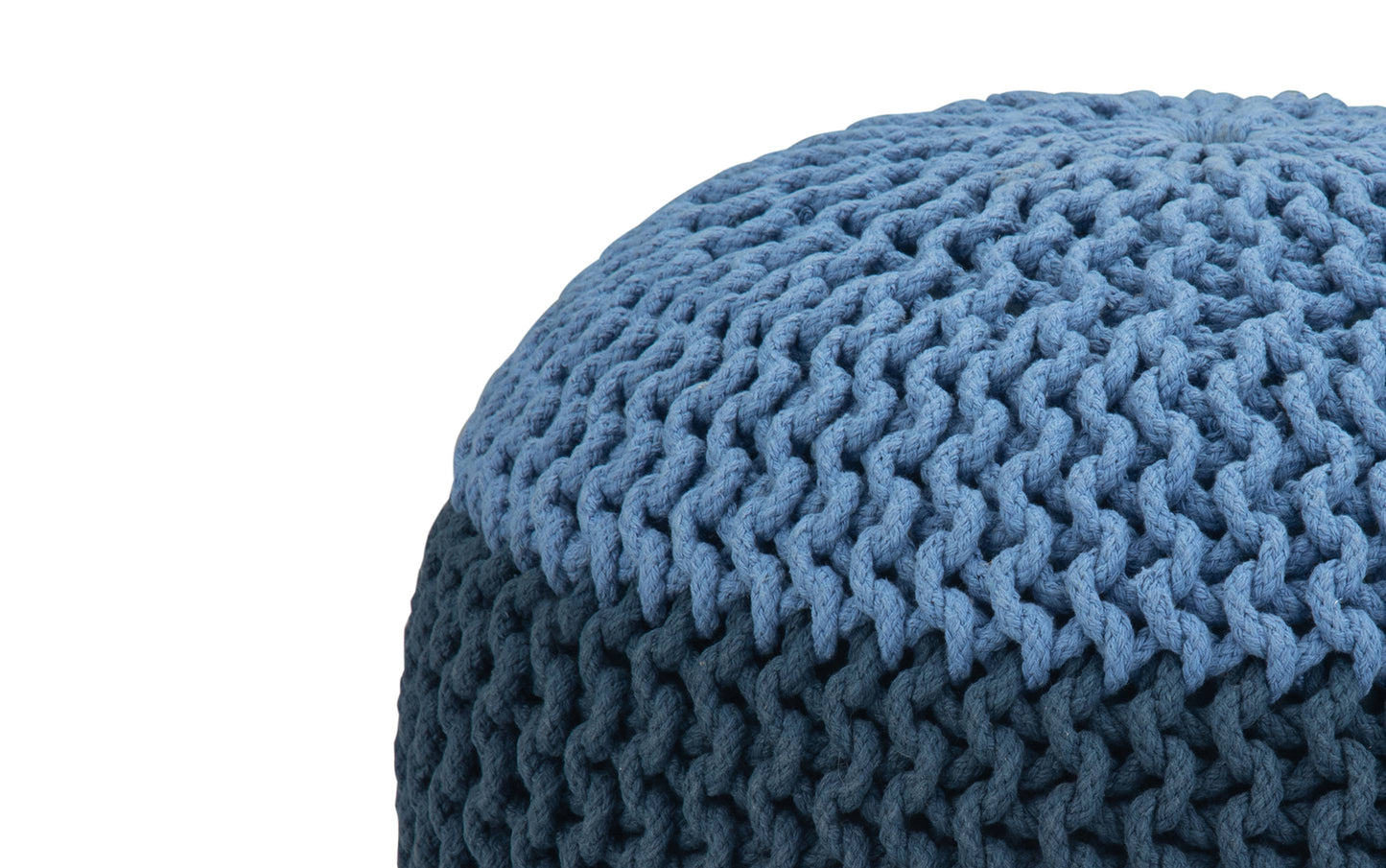 Blue | Nikki 20 in Wide Hand Knit Round Pouf